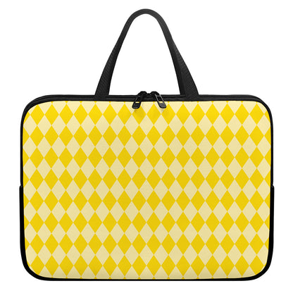 Yellow Harlequin Pattern Print Laptop Sleeve With Handle