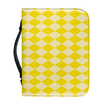 Yellow Harlequin Pattern Print Leather Bible Cover