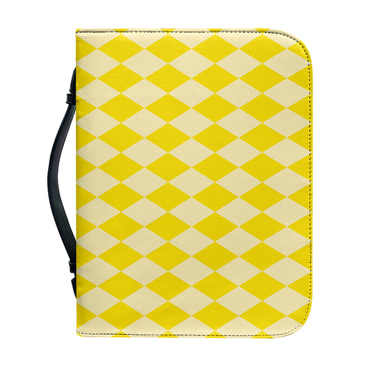 Yellow Harlequin Pattern Print Leather Bible Cover