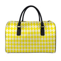 Yellow Harlequin Pattern Print Leather Duffel Bag