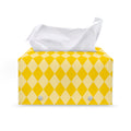 Yellow Harlequin Pattern Print Leather Tissue Box Cover
