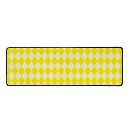 Yellow Harlequin Pattern Print Long Kitchen Mat