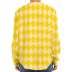 Yellow Harlequin Pattern Print Long Sleeve Baseball Jersey