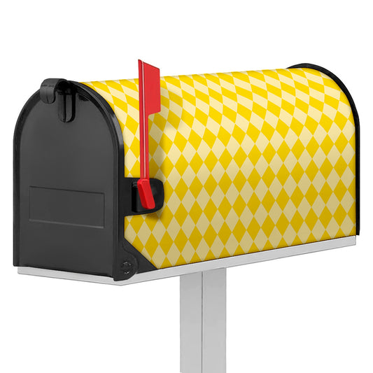 Yellow Harlequin Pattern Print Mailbox Cover