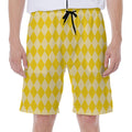 Yellow Harlequin Pattern Print Men's Beach Shorts