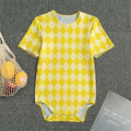 Yellow Harlequin Pattern Print Men's Bodysuit