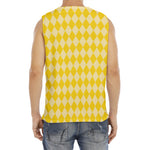 Yellow Harlequin Pattern Print Men's Fitness Tank Top