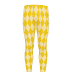 Yellow Harlequin Pattern Print Men's leggings