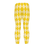 Yellow Harlequin Pattern Print Men's leggings