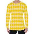 Yellow Harlequin Pattern Print Men's Long Sleeve T-Shirt
