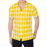 Yellow Harlequin Pattern Print Men's Shirt