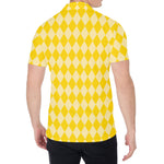 Yellow Harlequin Pattern Print Men's Shirt