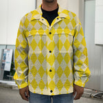 Yellow Harlequin Pattern Print Men's Shirt Jacket