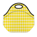 Yellow Harlequin Pattern Print Neoprene Lunch Bag