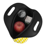 Yellow Harlequin Pattern Print Neoprene Lunch Bag