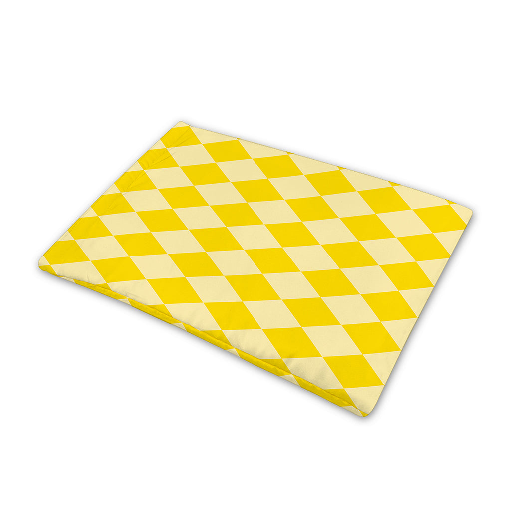 Yellow Harlequin Pattern Print Pet Cooling Mat Cover