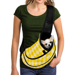 Yellow Harlequin Pattern Print Pet Sling Carrier