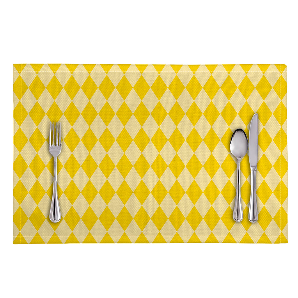 Yellow Harlequin Pattern Print Placemat