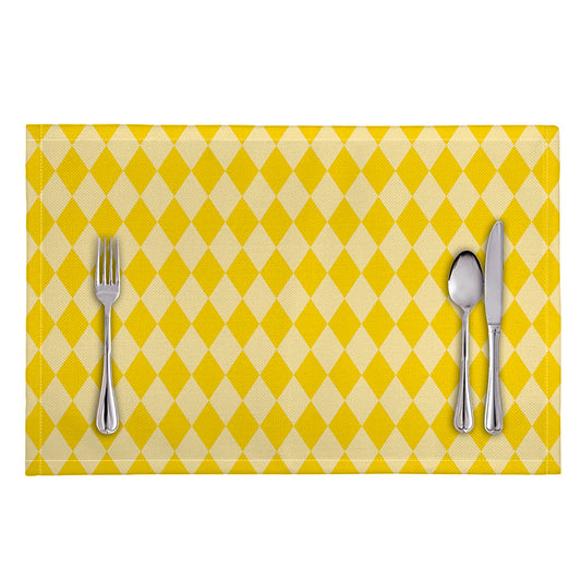 Yellow Harlequin Pattern Print Placemat