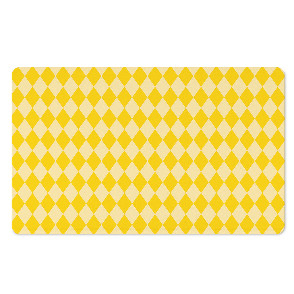 Yellow Harlequin Pattern Print Polyester Doormat