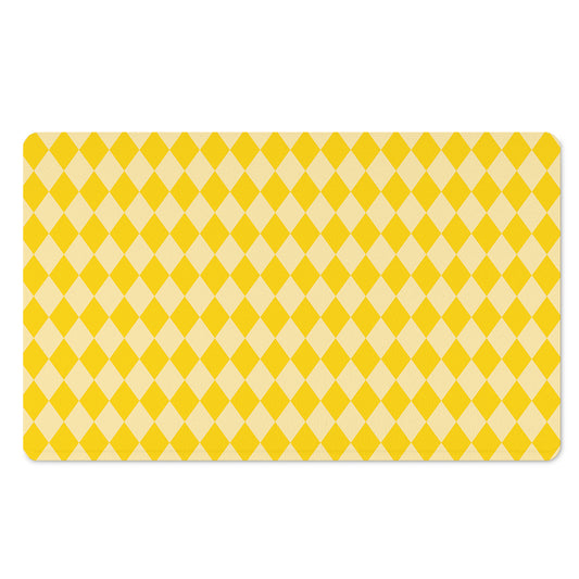 Yellow Harlequin Pattern Print Polyester Doormat