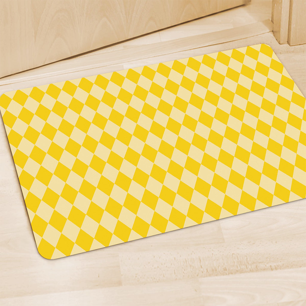 Yellow Harlequin Pattern Print Polyester Doormat