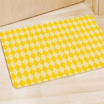 Yellow Harlequin Pattern Print Polyester Doormat