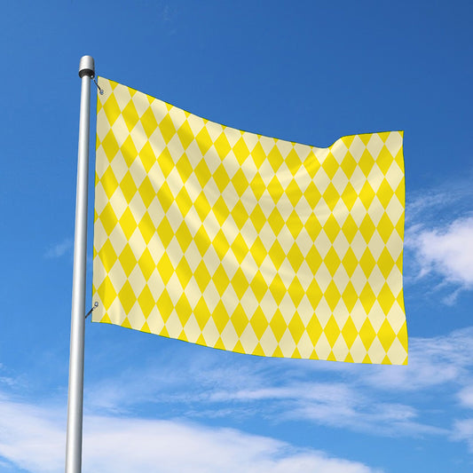 Yellow Harlequin Pattern Print Polyester Flag