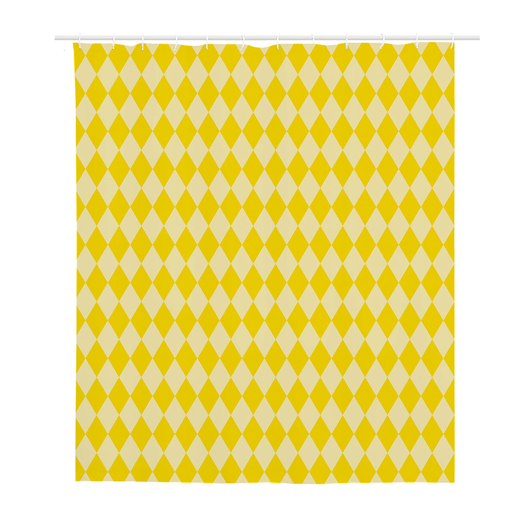 Yellow Harlequin Pattern Print Polyester Shower Curtain