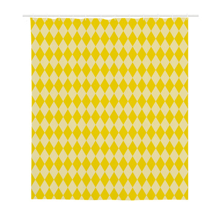 Yellow Harlequin Pattern Print Polyester Shower Curtain