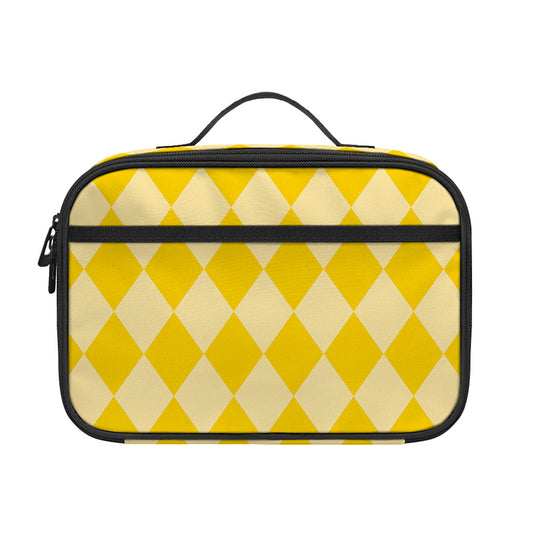 Yellow Harlequin Pattern Print Portable Lunch Bag
