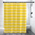 Yellow Harlequin Pattern Print Premium Shower Curtain