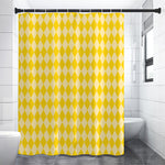 Yellow Harlequin Pattern Print Premium Shower Curtain