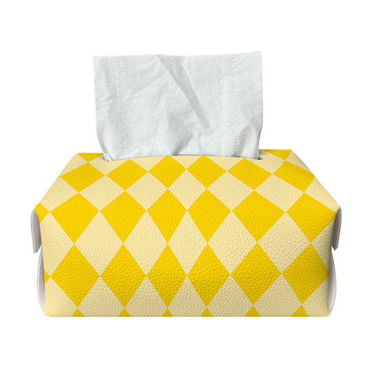 Yellow Harlequin Pattern Print Rectangle Tissue Box Cover