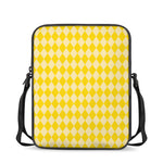 Yellow Harlequin Pattern Print Rectangular Crossbody Bag