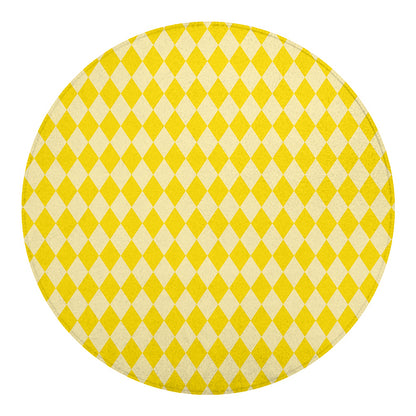 Yellow Harlequin Pattern Print Round Blanket