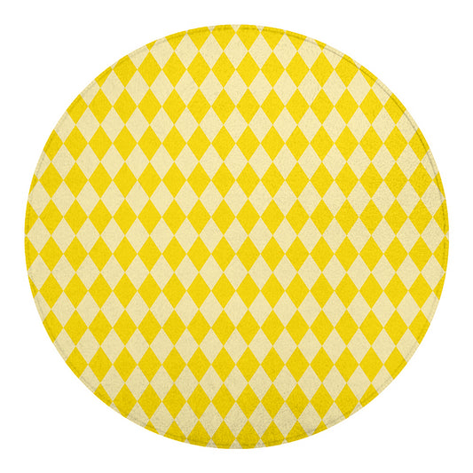 Yellow Harlequin Pattern Print Round Blanket