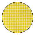 Yellow Harlequin Pattern Print Round Floor Mat