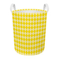 Yellow Harlequin Pattern Print Round Laundry Basket