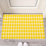 Yellow Harlequin Pattern Print Rubber Doormat