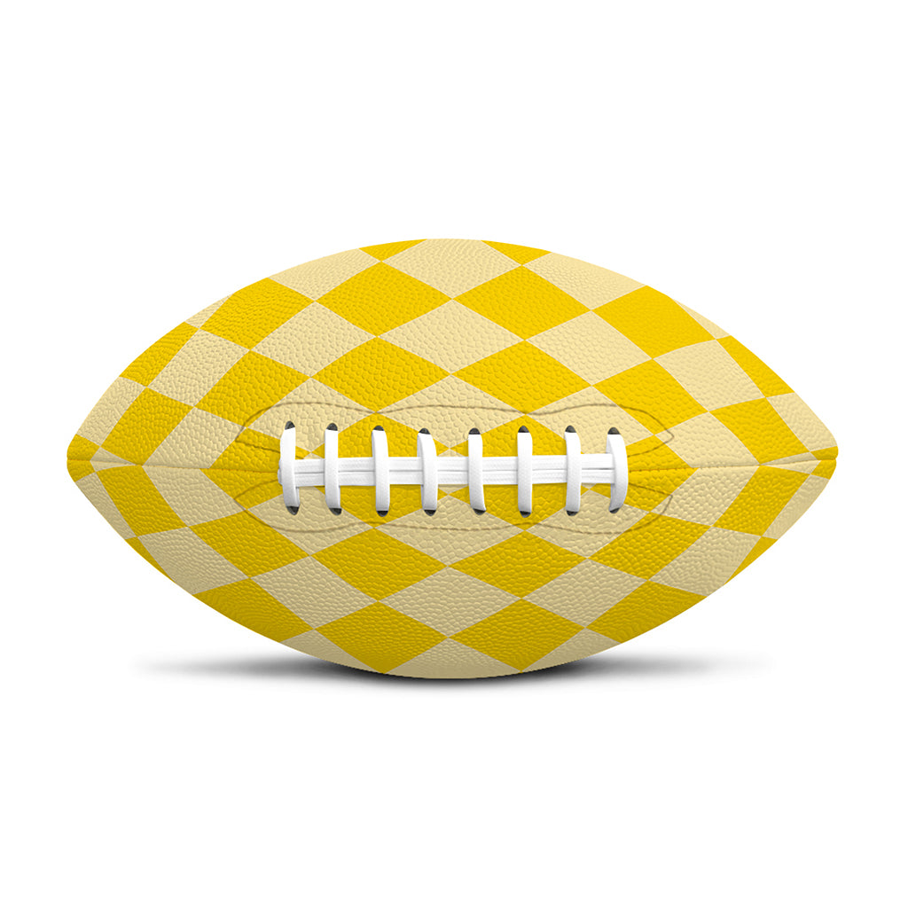 Yellow Harlequin Pattern Print Rugby Ball