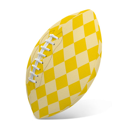 Yellow Harlequin Pattern Print Rugby Ball