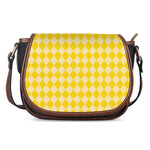 Yellow Harlequin Pattern Print Saddle Bag