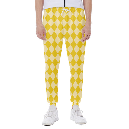 Yellow Harlequin Pattern Print Scuba Joggers