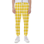 Yellow Harlequin Pattern Print Scuba Joggers
