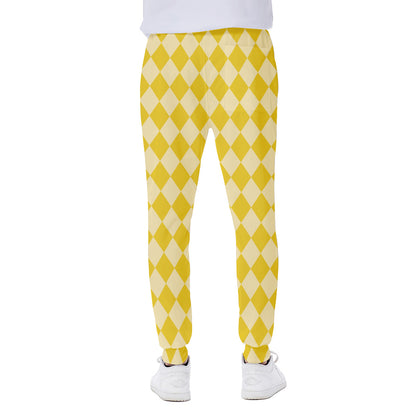Yellow Harlequin Pattern Print Scuba Joggers