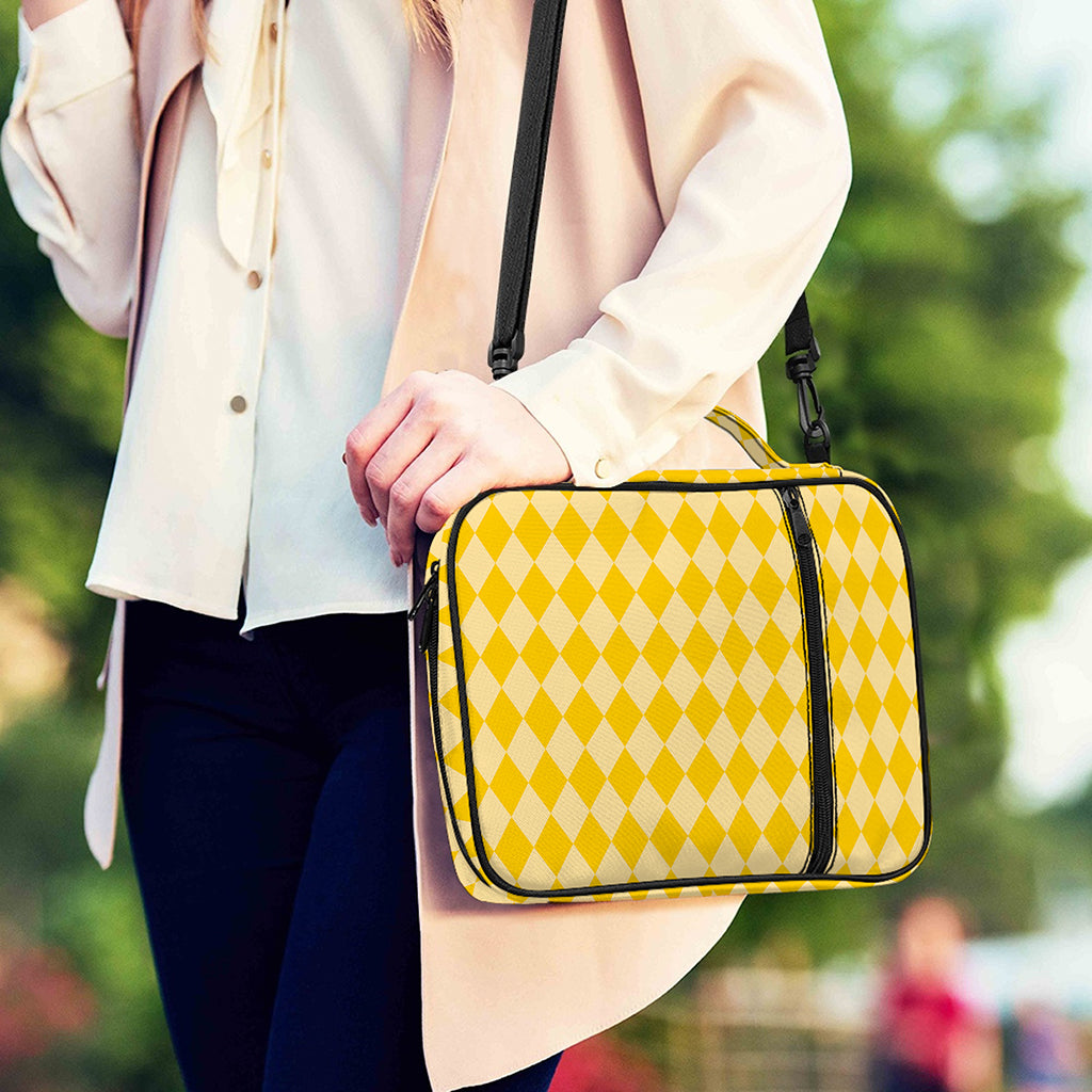 Yellow Harlequin Pattern Print Shoulder Strap Bible Bag