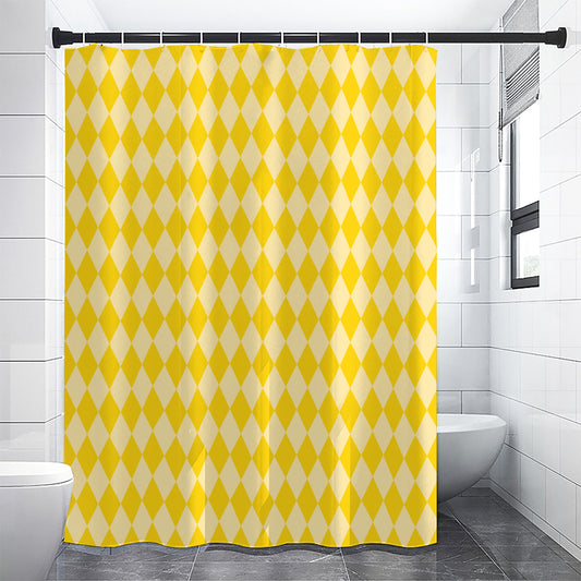 Yellow Harlequin Pattern Print Shower Curtain