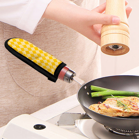 Yellow Harlequin Pattern Print Skillet Handle Cover