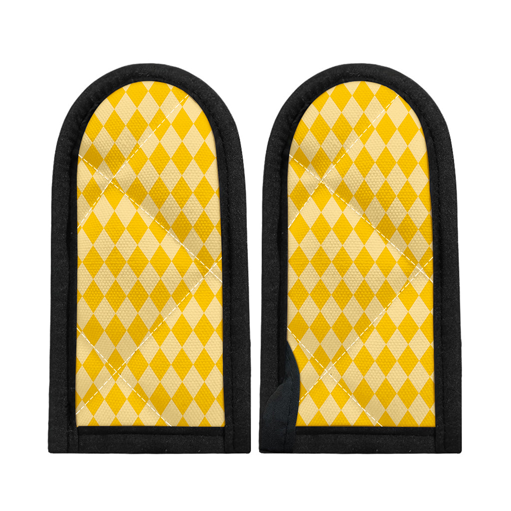 Yellow Harlequin Pattern Print Skillet Handle Cover